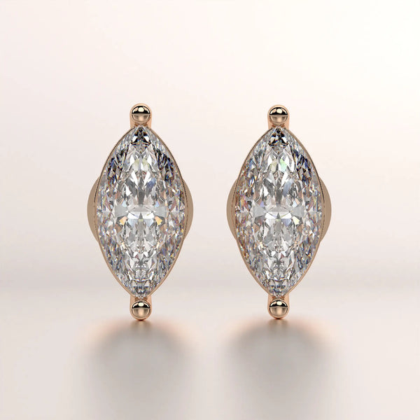 earring marquise diamond gold base front