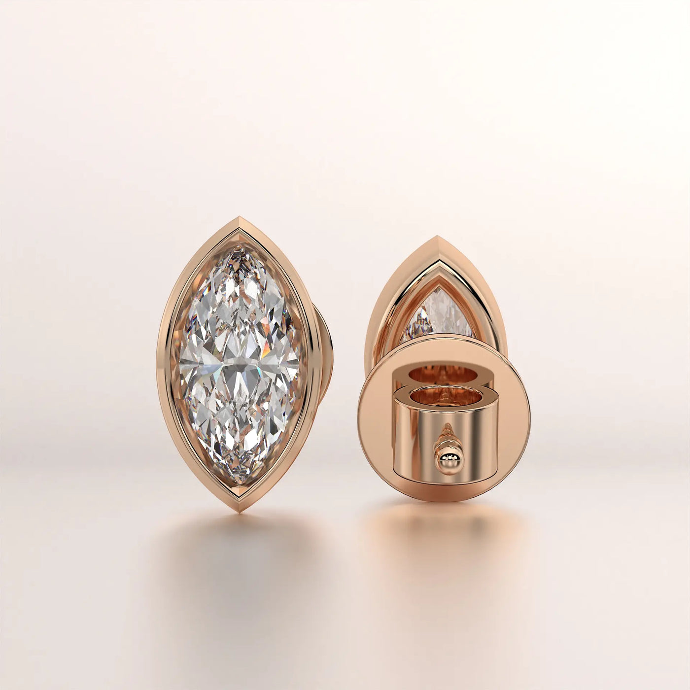 earring marquise diamond rose gold base front