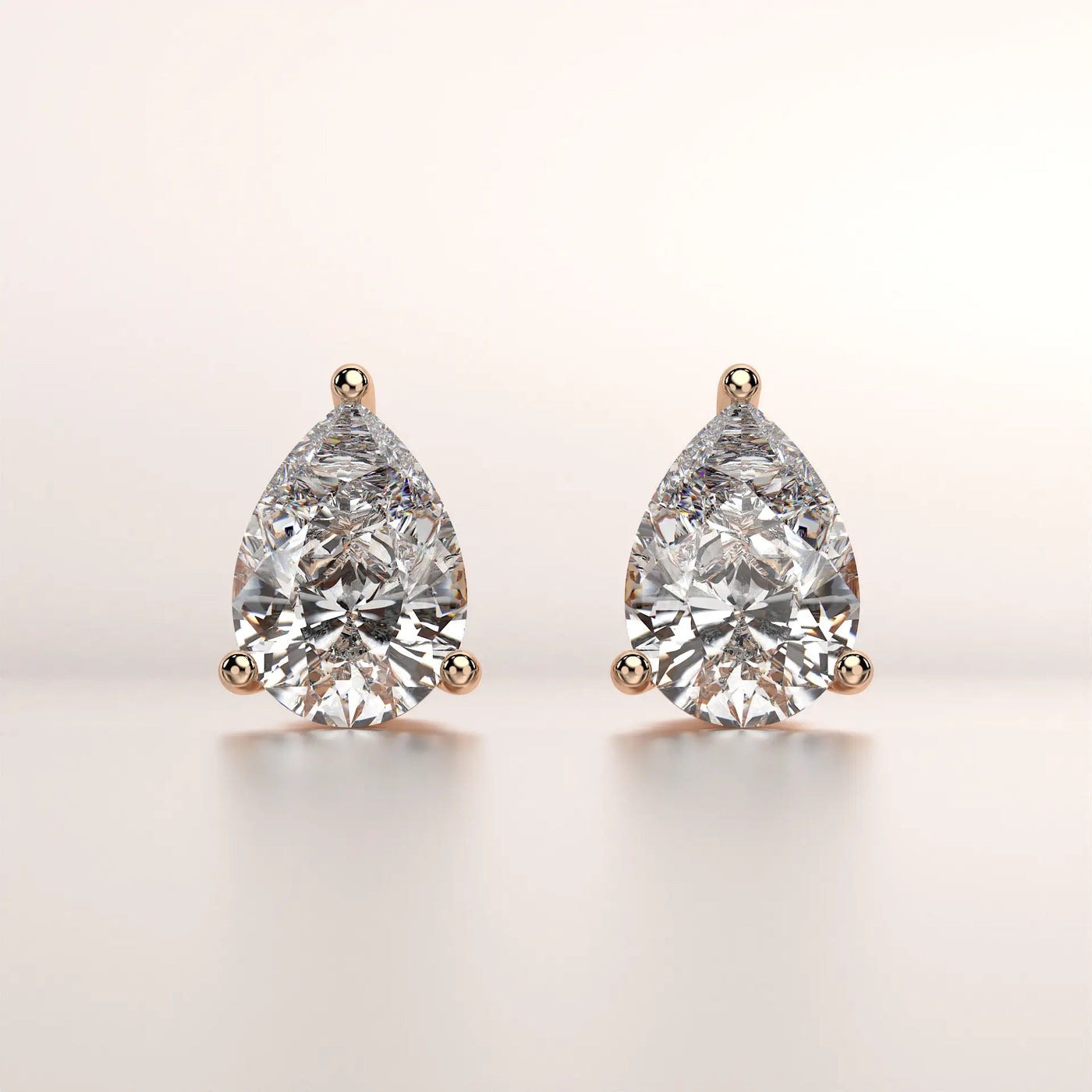 earring pear diamond gold base front