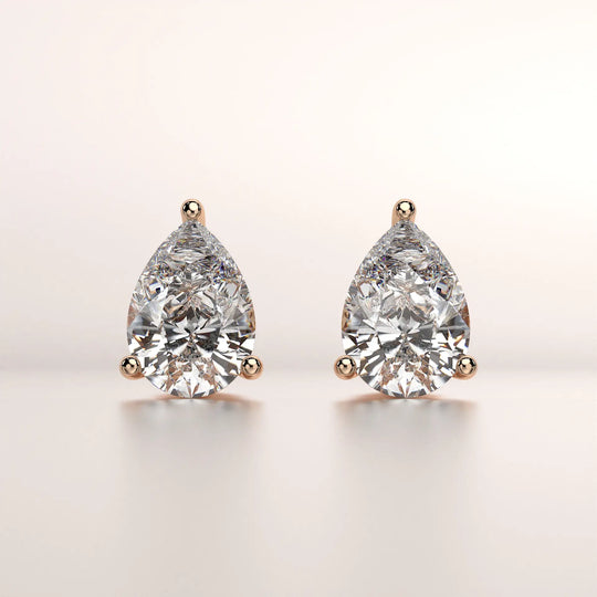 earring pear diamond gold base front