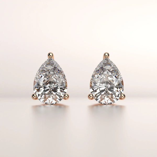 earring pear diamond gold base front