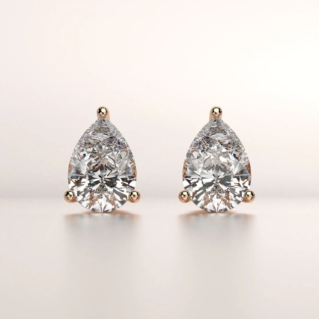 earring pear diamond gold base front