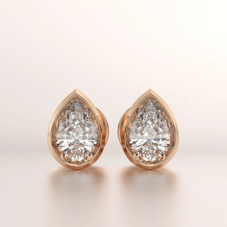 earring pear diamond rose gold base front