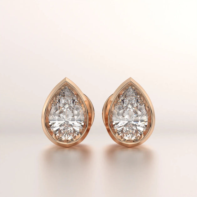 earring pear diamond rose gold base front