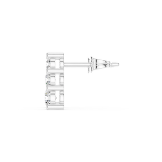 Side-Profile: Princess Diamond Stud Earring with Prong Setting in 14k White Gold - Lab Grown - Driona Jewels