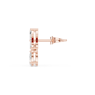 Side-Profile: Princess Cut Diamond Stud with Stud Setting in 14k Rose Gold - Lab Grown - Driona Jewels
