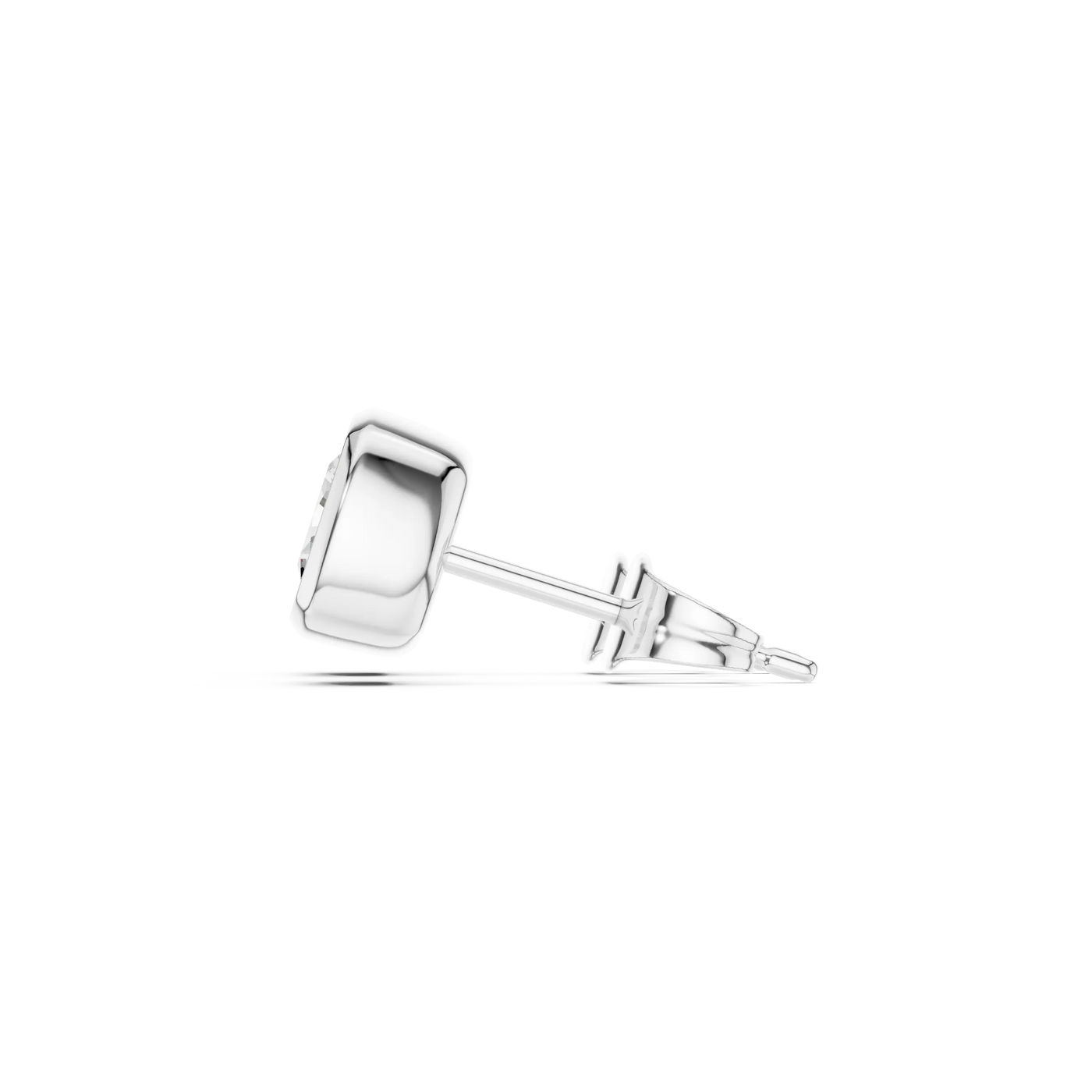 Side-Profile: Princess Cut Diamond Stud with Stud Setting in 925 Silver - Lab Grown - Driona Jewels
