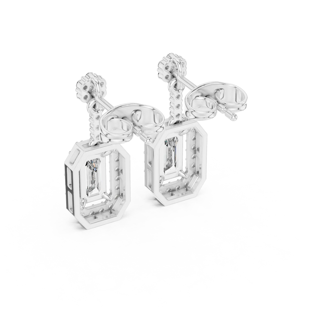 Pair-shot: Princess Cut Diamond Earrings with Stud Setting in 14k White Gold - Lab Grown - Driona Jewels