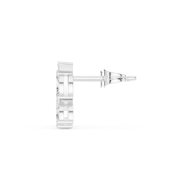 Side-profile: Princess Diamond Earring with Stud Setting in 14k White Gold - Lab Grown - Driona Jewels