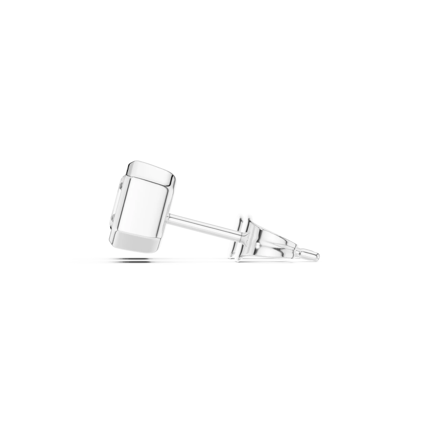 Side-Profile: Princess Diamond Stud with Stud Setting in 14k White Gold - Lab Grown - Driona Jewels