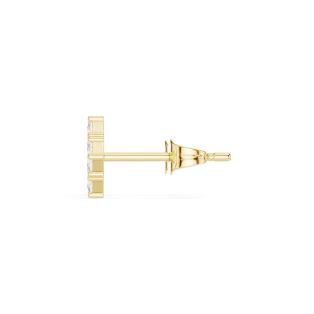 Side-Profile: Princess Diamond Stud with Stud Setting in 14k Yellow Gold - Lab Grown - Driona Jewels