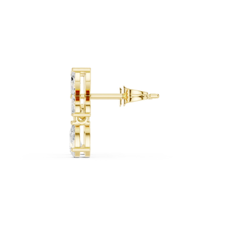 Side-Profile: Princess Cut Diamond Earring with Stud Setting in 14k Yellow Gold - Lab Grown - Driona Jewels