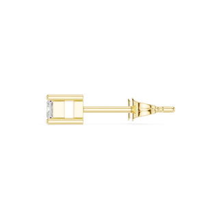 Side-Profile: Princess Diamond Stud with Stud Setting in 14k Yellow Gold - Lab Grown - Driona Jewels