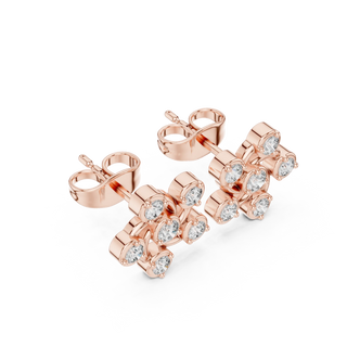 Pair Shot: Round Diamond Earrings with Bezel Setting in 14k Rose Gold - Lab Grown - Driona Jewels