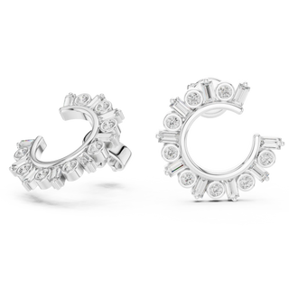 Pair-Shot: Round Diamond Earrings with Channel Setting in 14k White Gold - Lab Grown - Driona Jewels