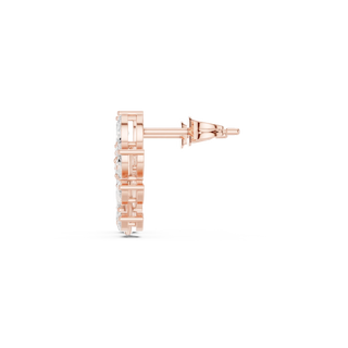 Side-Profile: Round Diamond Earring with Halo Setting in 14k Rose Gold - Lab Grown - Driona Jewels