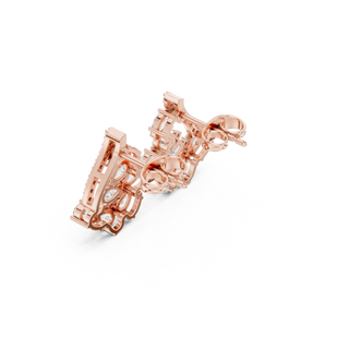 Three-quarter-view: Round Diamond Earring with Halo Setting in 14k Rose Gold - Lab Grown - Driona Jewels
