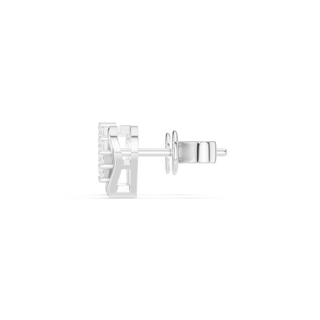 Side-Profile: Round Diamond Earring with Halo Setting in 14k White Gold - Lab Grown - Driona Jewels