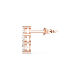 Side-Profile: Round Diamond Stud with Prong Setting in 14k Rose Gold - Lab Grown - Driona Jewels