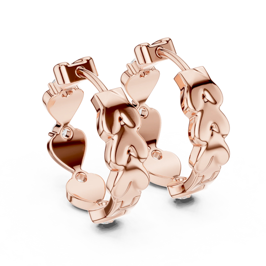 Three-quarter View: Round Diamond Studs with Prong Setting in 14k Rose Gold - Lab Grown - Driona Jewels