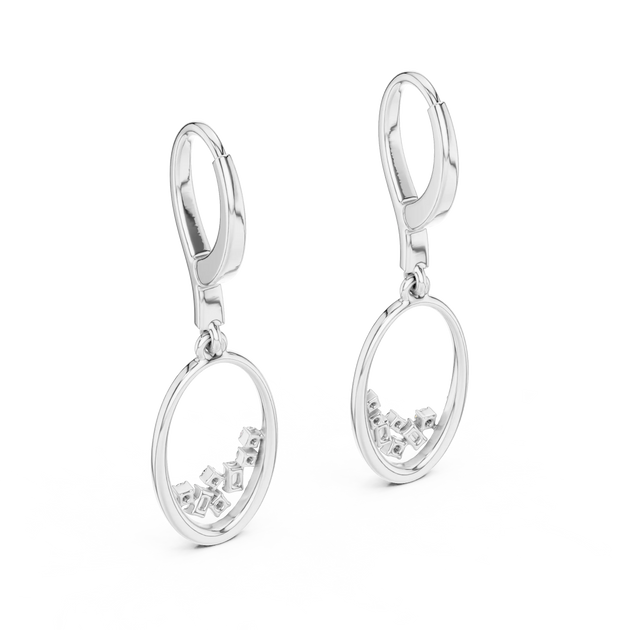 Pair-shot: Round Diamond Earrings with Prong Setting in 925 Silver - Lab Grown - Driona Jewels