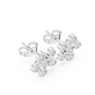 Top View: Round Diamond Stud Earrings with Prong Setting in 14k White Gold - Lab Grown - Driona Jewels