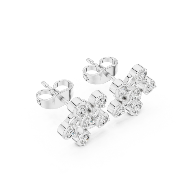 Top View: Round Diamond Stud Earrings with Prong Setting in 14k White Gold - Lab Grown - Driona Jewels