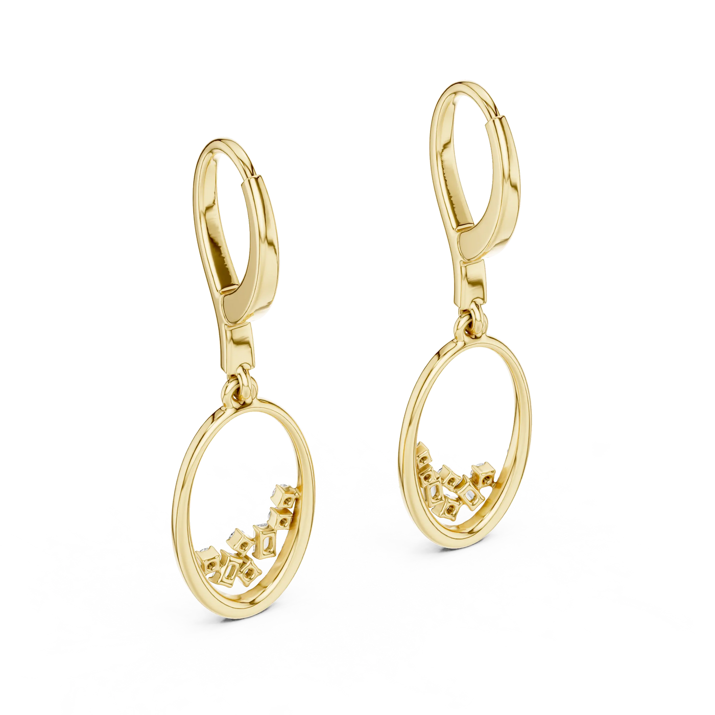 Pair-Shot: Round Diamond Earrings with Prong Setting in 14k Yellow Gold - Lab Grown - Driona Jewels