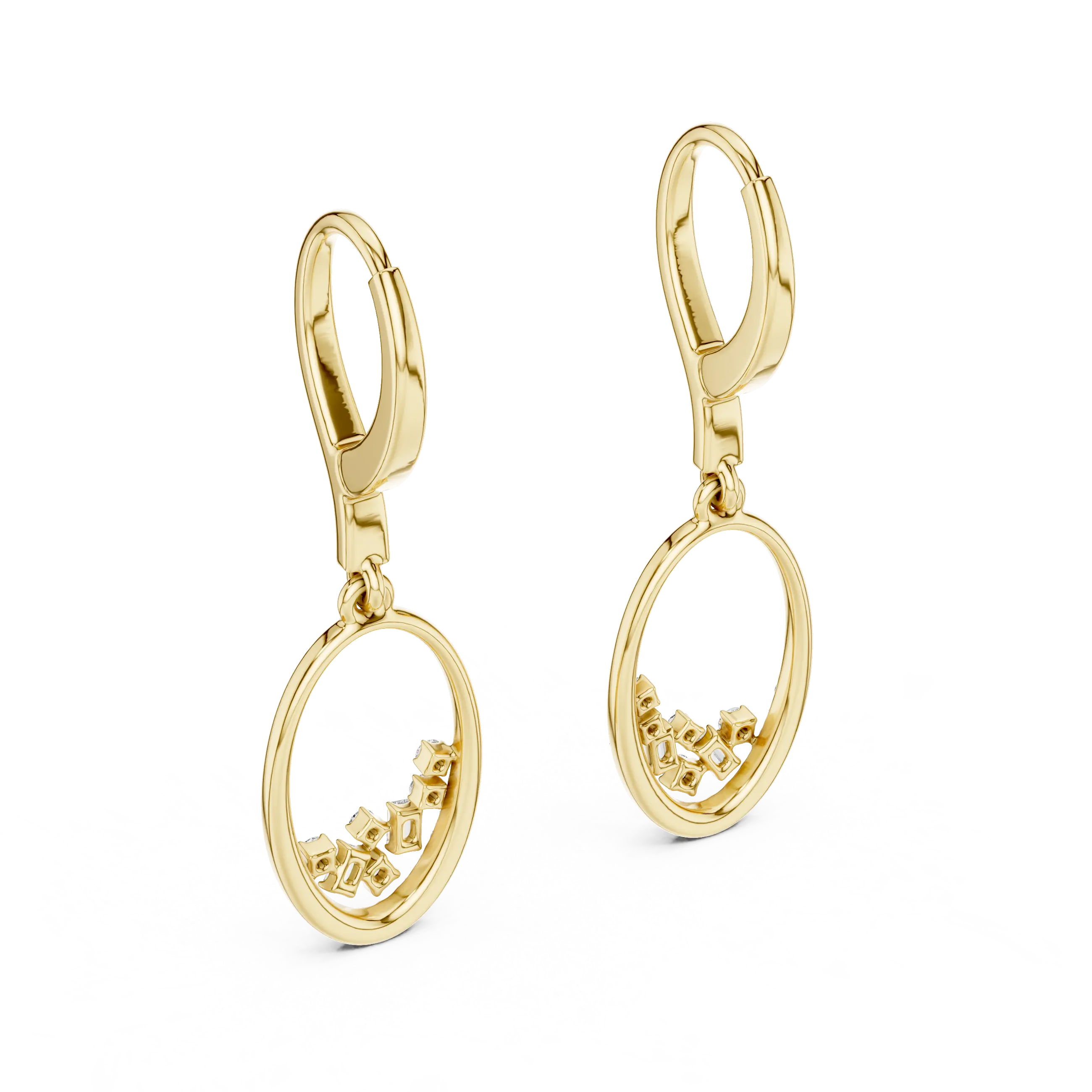 Pair-Shot: Round Diamond Earrings with Prong Setting in 14k Yellow Gold - Lab Grown - Driona Jewels