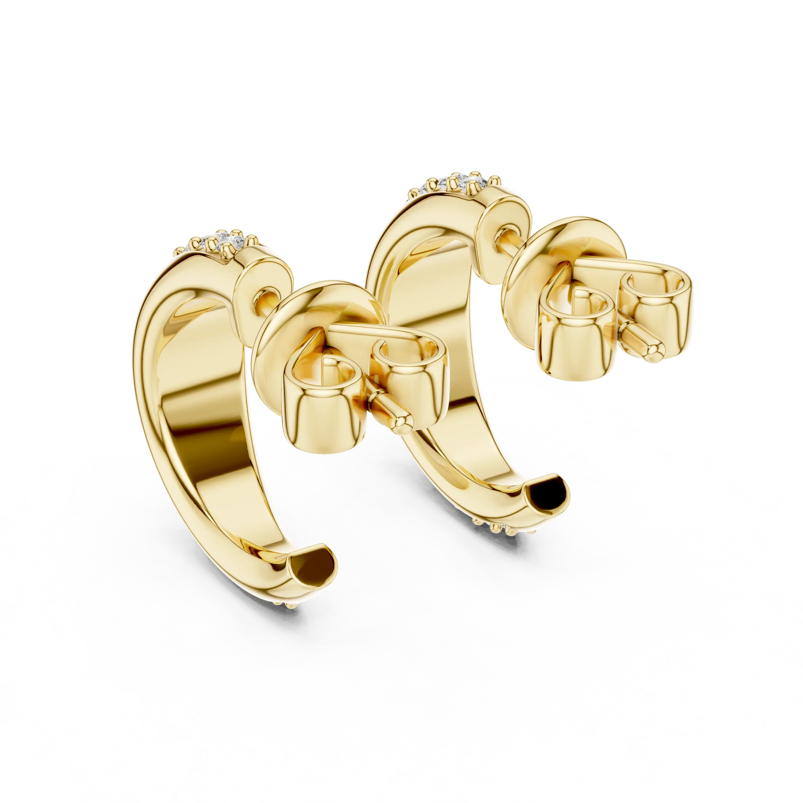 Pair Shot: Round Diamond Earrings with Prong Setting in 14k Yellow Gold - Lab Grown - Driona Jewels