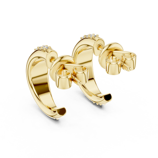 Pair Shot: Round Diamond Earrings with Prong Setting in 14k Yellow Gold - Lab Grown - Driona Jewels