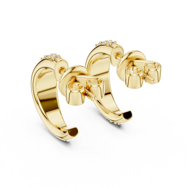 Pair Shot: Round Diamond Earrings with Prong Setting in 14k Yellow Gold - Lab Grown - Driona Jewels