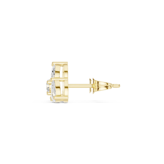 Side-Profile: Round Diamond Stud with Prong Setting in 14k Yellow Gold - Lab Grown - Driona Jewels