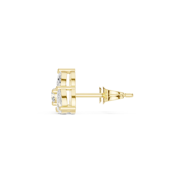 Side-Profile: Round Diamond Stud with Prong Setting in 14k Yellow Gold - Lab Grown - Driona Jewels