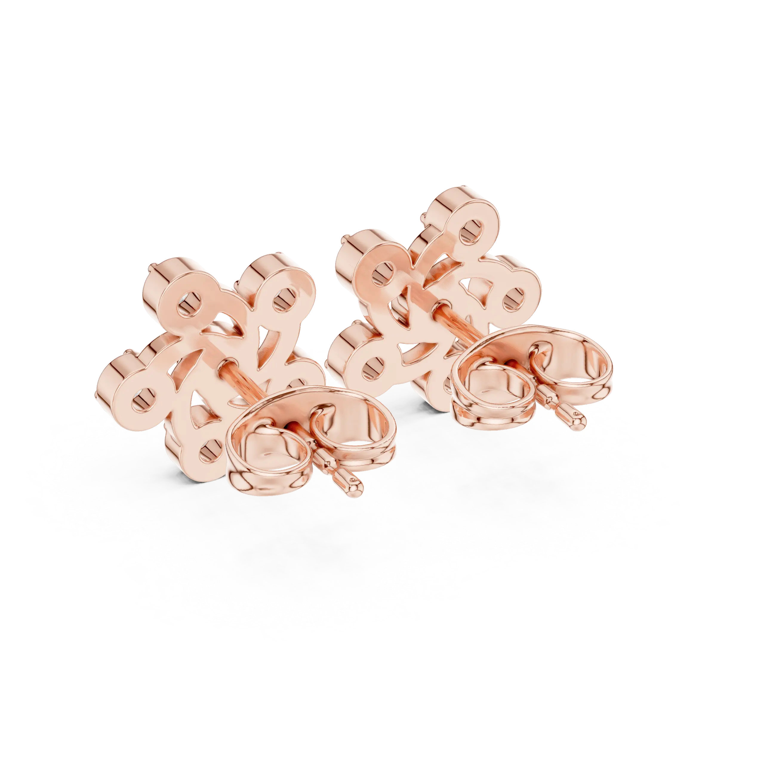 Back-View: Round Diamond Stud with Stud Setting in 14k Rose Gold - Lab Grown - Driona Jewels