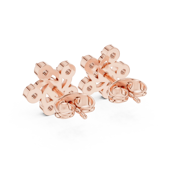 Back-View: Round Diamond Stud with Stud Setting in 14k Rose Gold - Lab Grown - Driona Jewels