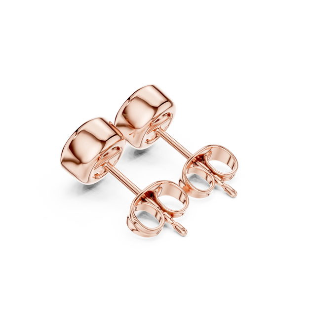 Back-View: Round Diamond Stud with Stud Setting in 14k Rose Gold - Lab Grown - Driona Jewels