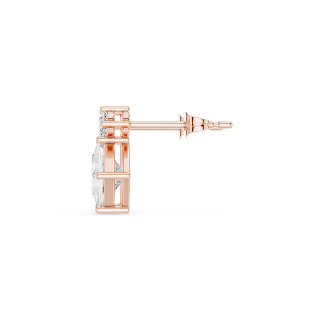 Side-Profile: Round Diamond Stud with Stud Setting in 14k Rose Gold - Lab Grown - Driona Jewels