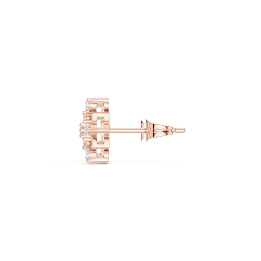 Side-Profile: Round Diamond Stud with Stud Setting in 14k Rose Gold - Lab Grown - Driona Jewels