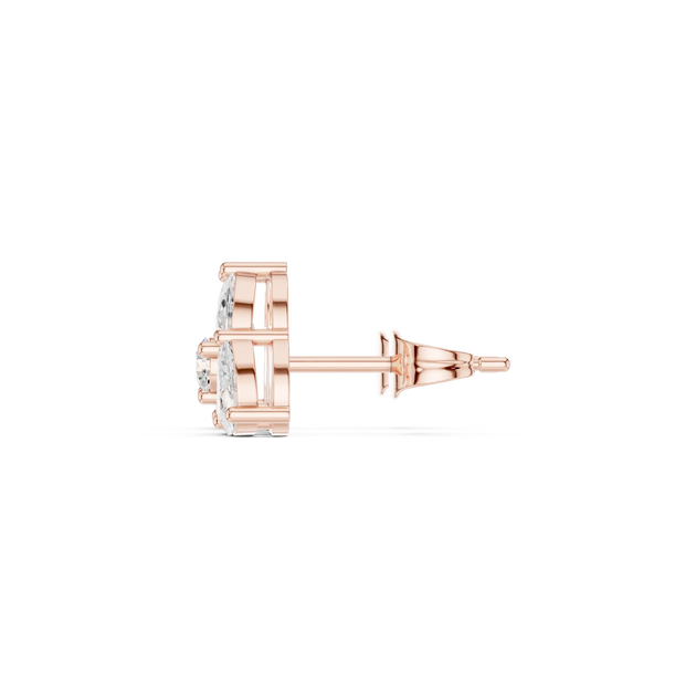 Side-Profile: Round Diamond Stud with Stud Setting in 14k Rose Gold - Lab Grown - Driona Jewels