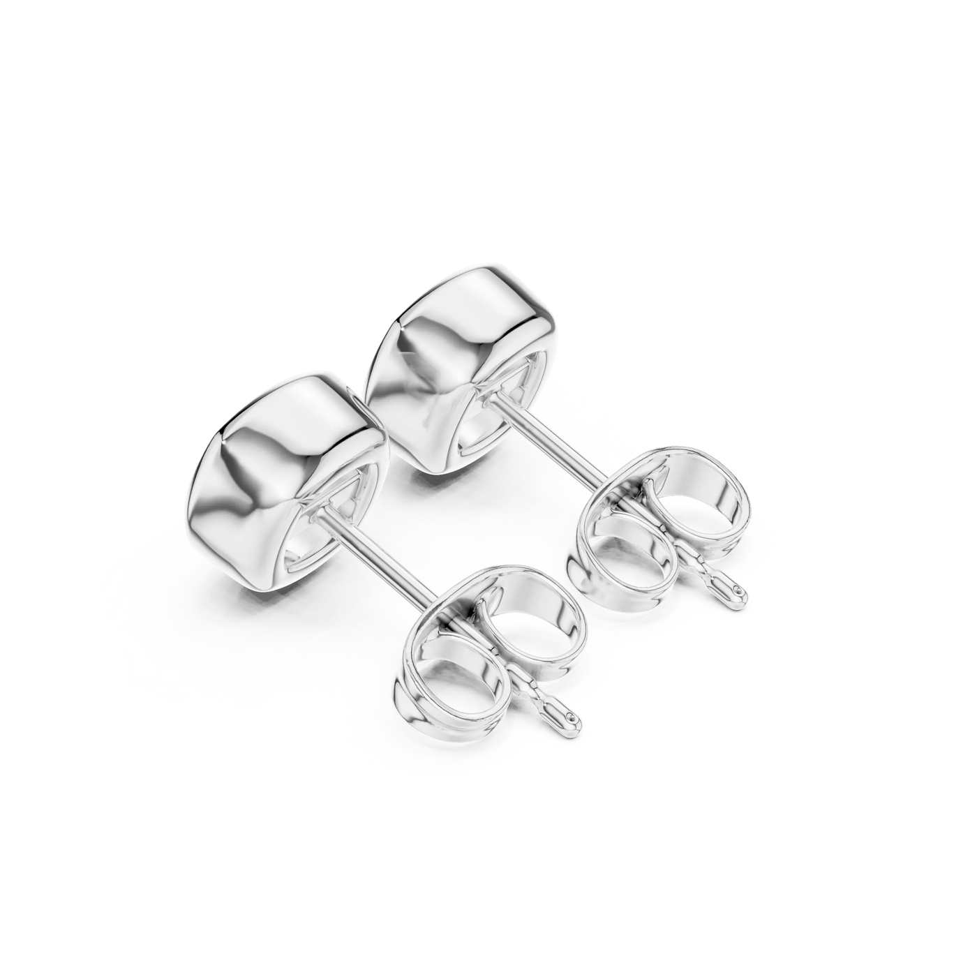 Back-View: Round Diamond Stud with Stud Setting in 925 Silver - Lab Grown - Driona Jewels