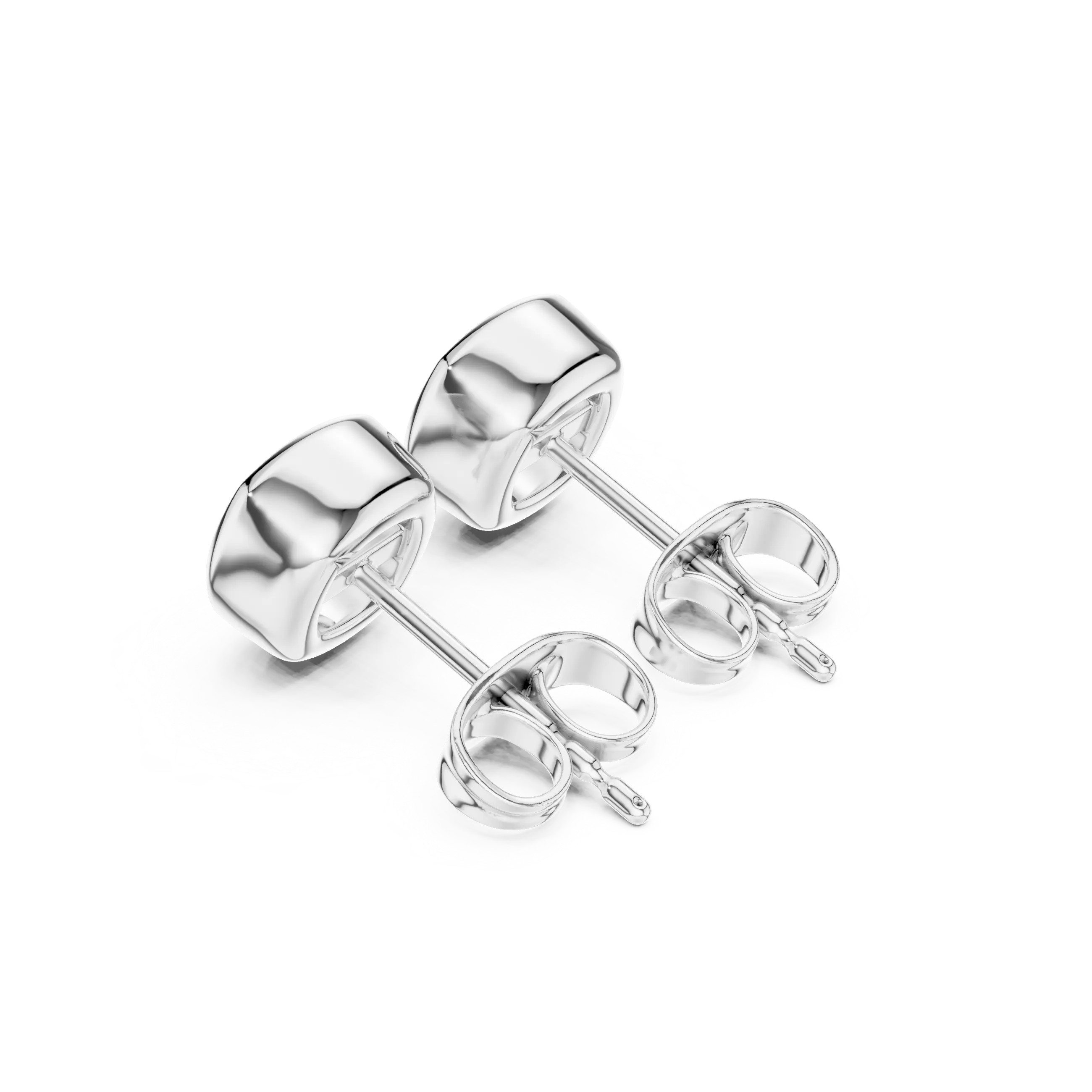 Back-View: Round Diamond Stud with Stud Setting in 925 Silver - Lab Grown - Driona Jewels