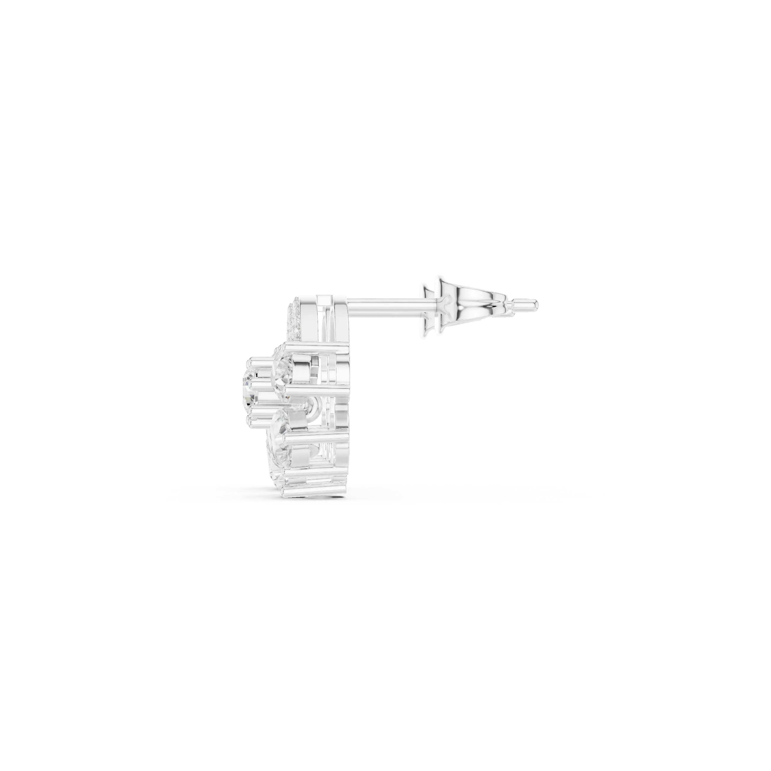 Side-profile: Round Diamond Stud with Stud Setting in 14k White Gold - Lab Grown - Driona Jewels
