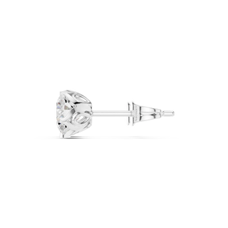 Side-Profile: Round Diamond Earring with Stud Setting in 14k White Gold - Lab Grown - Driona Jewels