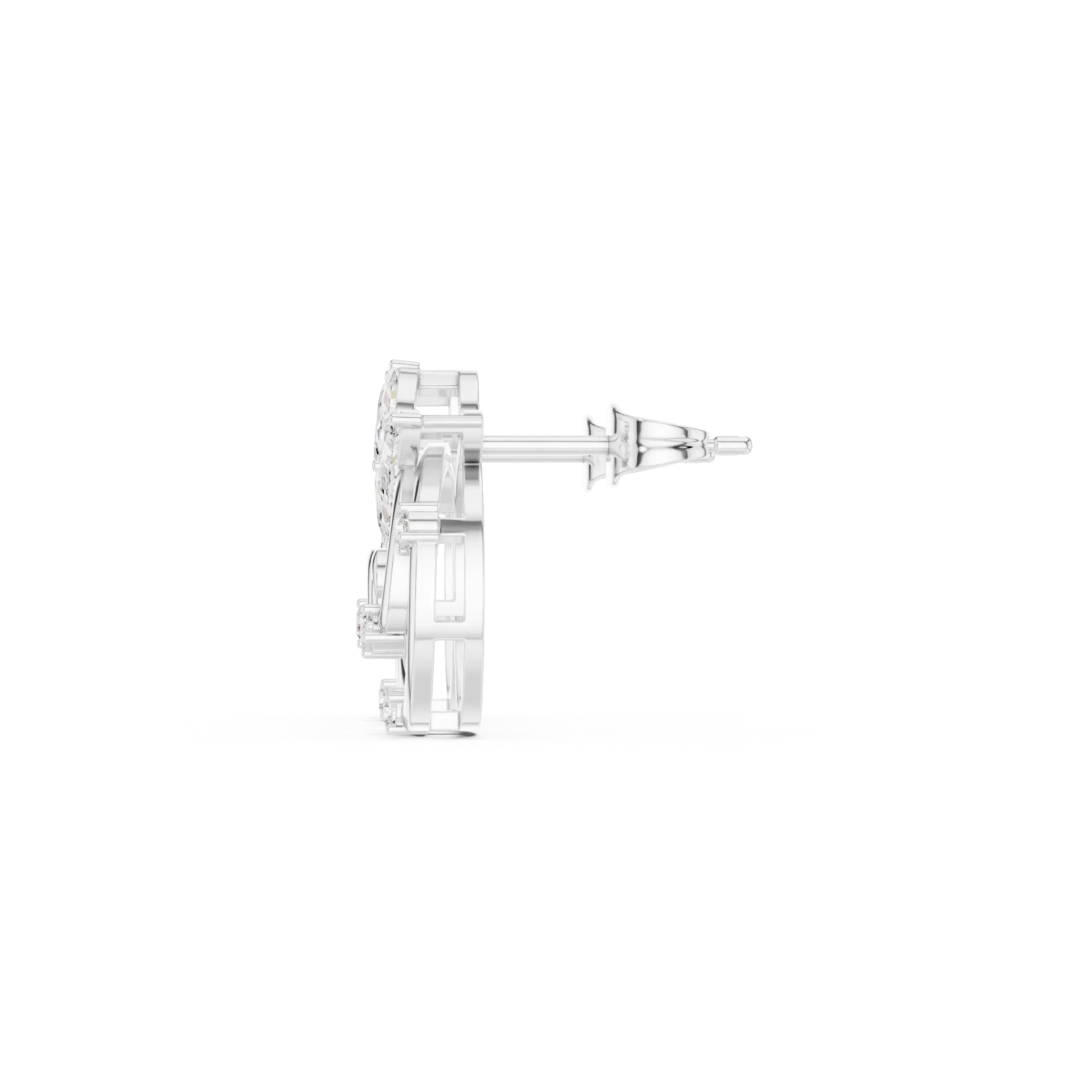 Side-profile: Round Diamond Stud with Stud Setting in 14k White Gold - Lab Grown - Driona Jewels
