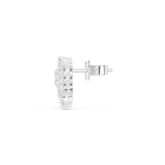 Side-profile: Round Diamond Stud with Stud Setting in 14k White Gold - Lab Grown - Driona Jewels