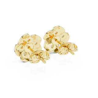 Back View: Round Diamond Stud with Stud Setting in 14k Yellow Gold - Lab Grown - Driona Jewels