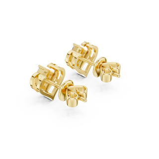 Back-View: Round Diamond Stud with Stud Setting in 14k Yellow Gold - Lab Grown - Driona Jewels