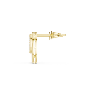 Side-Profile: Round Diamond Earring with Stud Setting in 14k Yellow Gold - Lab Grown - Driona Jewels