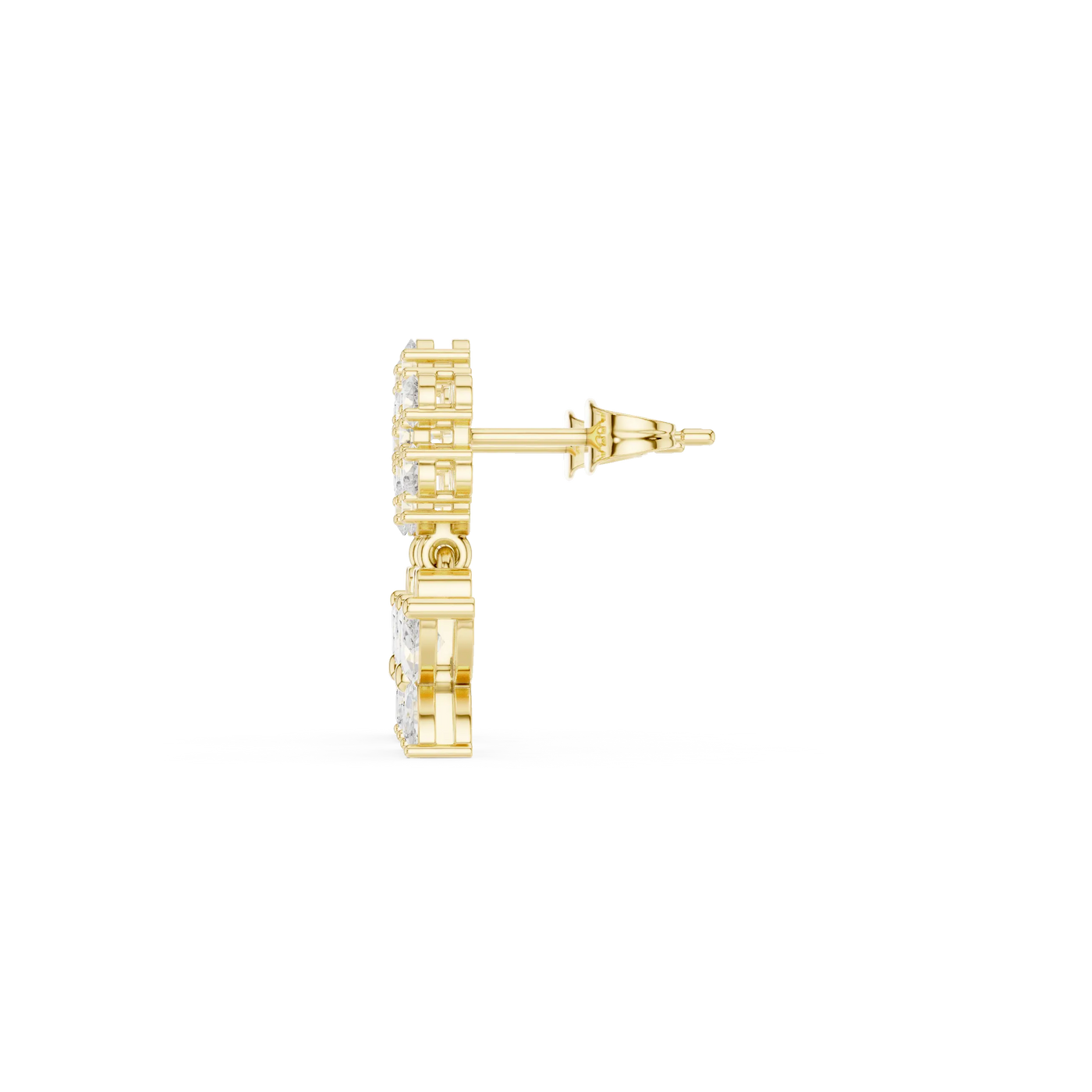 Side-Profile: Round Diamond Stud with Stud Setting in 14k Yellow Gold - Lab Grown - Driona Jewels